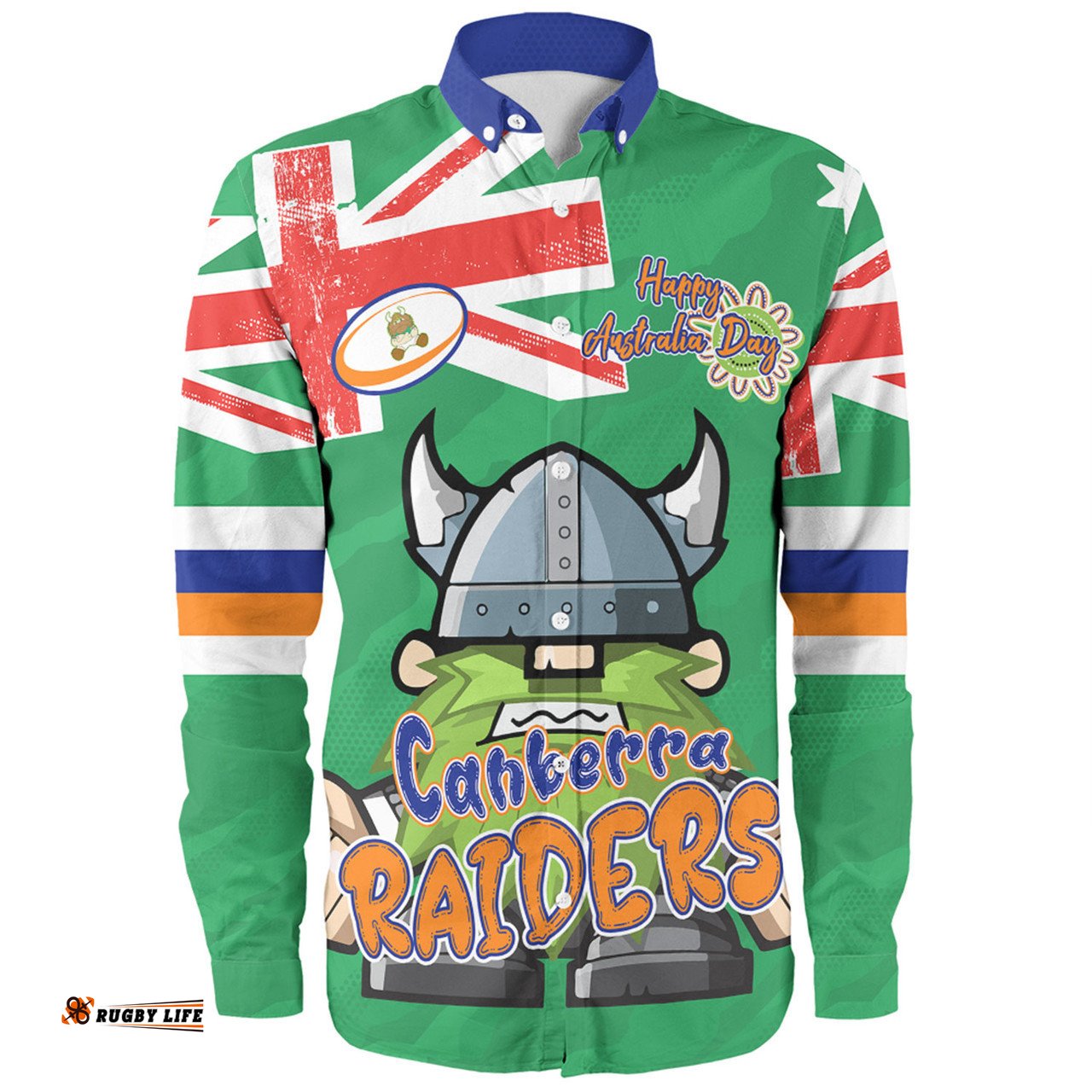 Canberra Raiders Long Sleeve Button Shirt - Happy Australia Day We Are One And Free
