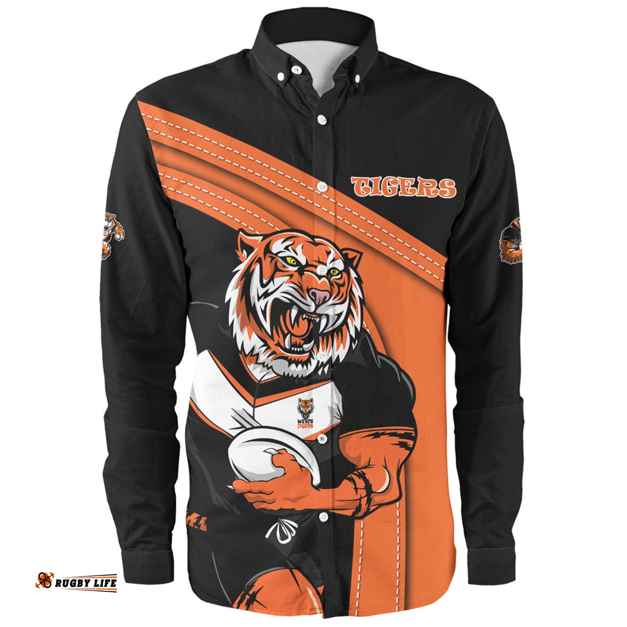 Wests Tigers Long Sleeve Button Shirt Custom Team Of Us Die Hard Fan Supporters