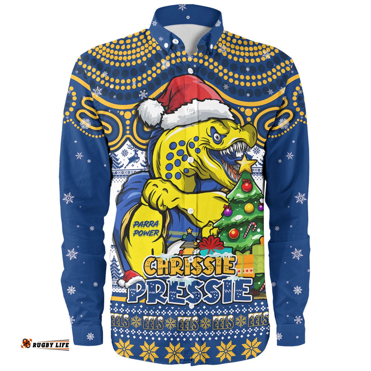 Parramatta Eels Long Sleeve Button Shirt Aussie Ugly Christmas For Die Hard Fan Supporters