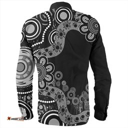 Australia Long Sleeve Button Shirt Aboriginal Indigenous Dot Painting