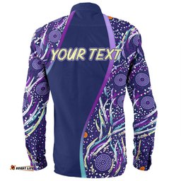 Australia Aboriginal Custom Long Sleeve Button Shirt - Purple Dot Dreamtime Long Sleeve Button Shirt
