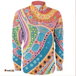Australia Aboriginal Long Sleeve Button Shirts - Aboriginal Colourful Dots Art Inspired Long Sleeve Button Shirts