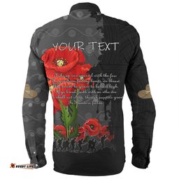 Australia Anzac Day Custom Long Sleeve Button Shirt - Australian And New Zealand Warriorsers In Flanders Fields Poppy Flowers V2 Long Sleeve Button Shirt