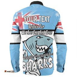 Cronulla-Sutherland Sharks Long Sleeve Button Shirt - Happy Australia Day We Are One And Free