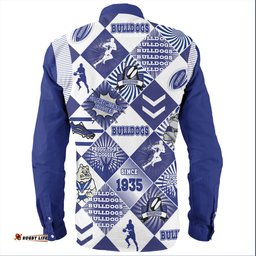 Canterbury-Bankstown Bulldogs Long Sleeve Button Shirt - Argyle Patterns Style Tough Fan Rugby For Life
