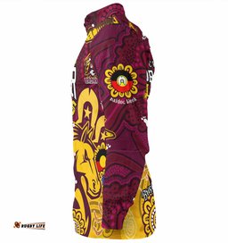 Brisbane Broncos Long Sleeve Button Shirt - Bronx For Our Elders Aboriginal Inspired Shirt Blue