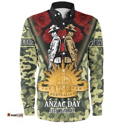 Australia Long Sleeve Button Shirt - Anzac Day Australian Army Camo Patterns