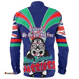 New Zealand Warriors Long Sleeve Button Shirt - Happy Australia Day We Are One And Free