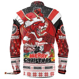 St. George Illawarra Dragons Christmas Custom Long Sleeve Button Shirt - Dragons Santa Aussie Big Things Long Sleeve Button Shirt