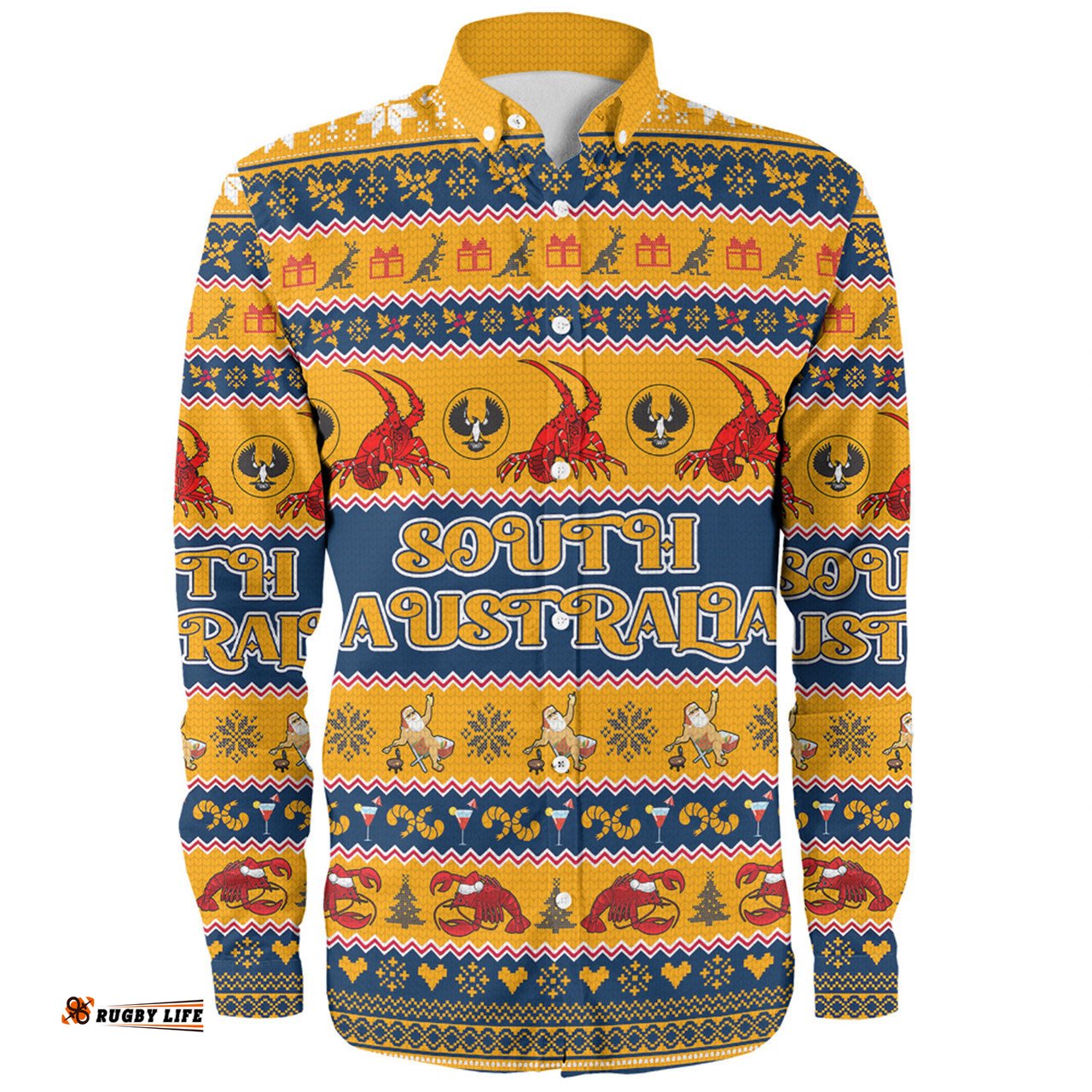 South Australia Big Things Christmas Custom Long Sleeve Button Shirt - The Big Lobster Long Sleeve Button Shirt