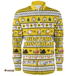 Western Australia Christmas Custom Long Sleeve Button Shirt - Happy Chrissie Ugly Style Long Sleeve Button Shirt