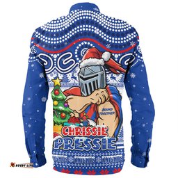 Newcastle Knights Long Sleeve Button Shirt Aussie Ugly Christmas For Die Hard Fan Supporters
