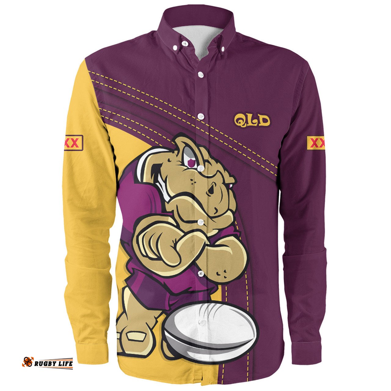 Queensland Maroons Long Sleeve Button Shirt Custom Team Of Us Die Hard Fan Supporters