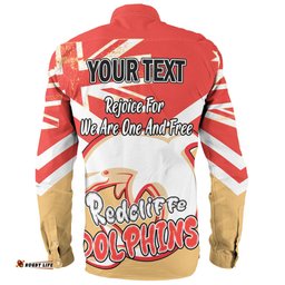 Redcliffe Dolphins Long Sleeve Button Shirt - Happy Australia Day We Are One And Free