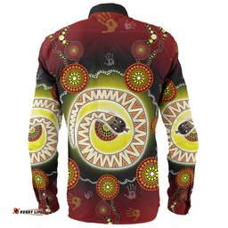Australia Aboriginal Custom Long Sleeve Button Shirt - The Rainbow Serpent Dreaming Spirit Art Long Sleeve Button Shirt