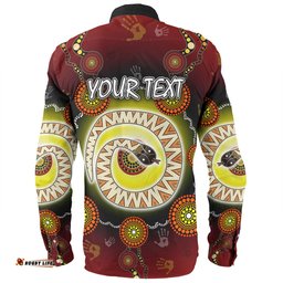 Australia Aboriginal Custom Long Sleeve Button Shirt - The Rainbow Serpent Dreaming Spirit Art Long Sleeve Button Shirt