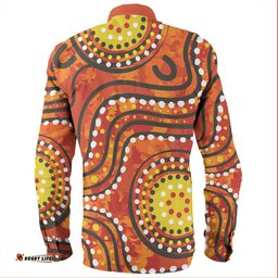 Australia Aboriginal Long Sleeve Button Shirts - Dot Art In Aboriginal Style Long Sleeve Button Shirts