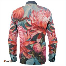 Australia Waratah Long Sleeve Button Shirts - Waratah Oil Painting Abstract Ver5 Long Sleeve Button Shirts