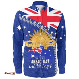 Australia Long Sleeve Button Shirt - Anzac Day Lest We Forget Australia Flag