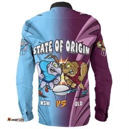 Queensland Maroons Long Sleeve Button Shirt Custom State Of Origin 2024 Tough Fan Rugby For Life QLD vs NSW Ver 2