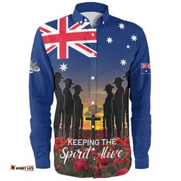 Australia Long Sleeve Button Shirt - Anzac Day Keeping The Spirit Alive With Australia Flag