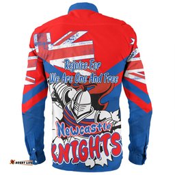 Newcastle Knights Long Sleeve Button Shirt - Happy Australia Day We Are One And Free
