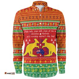 Australian Christmas Carol Christmas Long Sleeve Button Shirt - Jingle Bells Ugly Style V2 Long Sleeve Button Shirt