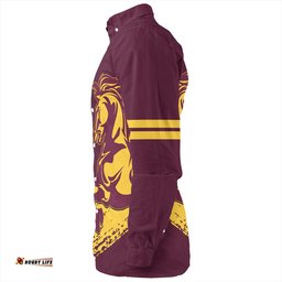 Brisbane Broncos Long Sleeve Button Shirt - Broncos Mascot Quater Style