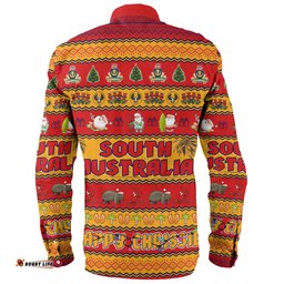 South Australia Christmas Custom Long Sleeve Button Shirt - Happy Chrissie Ugly Style Long Sleeve Button Shirt