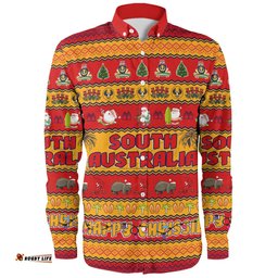 South Australia Christmas Custom Long Sleeve Button Shirt - Happy Chrissie Ugly Style Long Sleeve Button Shirt