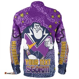 Melbourne Storm Custom Long Sleeve Button Shirt - Team With Dot And Star Patterns For Tough Fan Long Sleeve Button Shirt