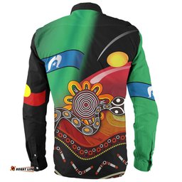 Australia Aboriginal Custom Long Sleeve Button Shirt - The Rainbow Serpent Dreamtime Give Shape To The Earth Long Sleeve Button Shirt