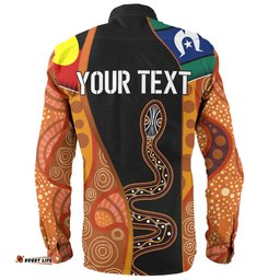 Australia Aboriginal Custom Long Sleeve Button Shirt - Indigenous Rainbow Serpent Inspired Long Sleeve Button Shirt
