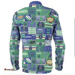 Canberra Raiders Long Sleeve Button Shirt - Team Of Us Die Hard Fan Supporters Comic Style
