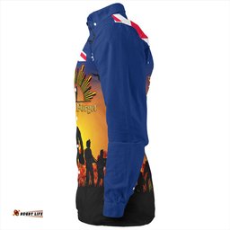 Australia Long Sleeve Button Shirt Anzac Flag With Soldiers Sunset