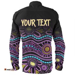 Australia Aboriginal Custom Long Sleeve Button Shirt - Purple Dot In Aboriginal Style Long Sleeve Button Shirt