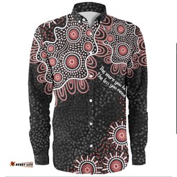 Australia Aboriginal Long Sleeve Button Shirts - The More You Know The Less You Need Red Patterns Long Sleeve Button Shirts