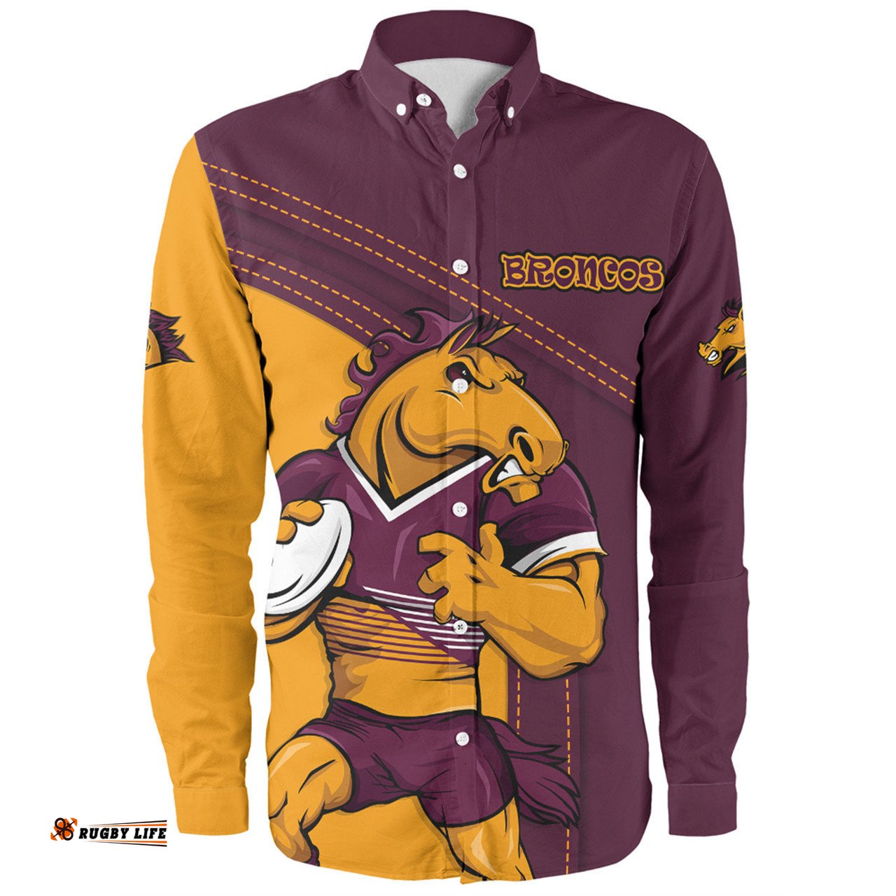 Brisbane Broncos Long Sleeve Button Shirt Custom Team Of Us Die Hard Fan Supporters
