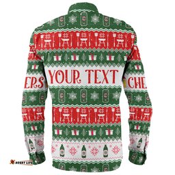 Australia Christmas Custom Long Sleeve Button Shirt - Ugly Christmas Beer Long Sleeve Button Shirt