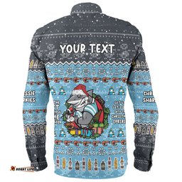Cronulla-Sutherland Sharks Christmas Custom Long Sleeve Button Shirt - Chrissie Spirit Long Sleeve Button Shirt
