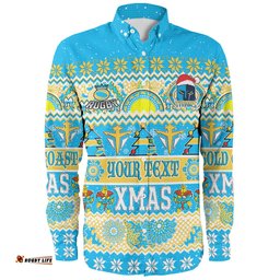 Gold Coast Titans Christmas Aboriginal Custom Long Sleeve Button Shirt - Indigenous Knitted Ugly Xmas Style Long Sleeve Button Shirt