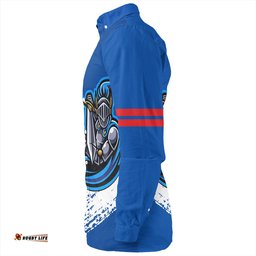 Newcastle Knights Sport Long Sleeve Button Shirt - Knights Mascot Quater Style