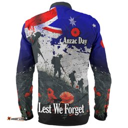 Australia Long Sleeve Button Shirt - Custom Anzac Day Soldiers With Australia Flag Grunge Style