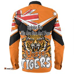 Wests Tigers Long Sleeve Button Shirt - Happy Australia Day We Are One And Free V2