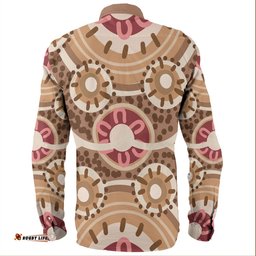 Australia Aboriginal Long Sleeve Button Shirts - Aboriginal Dot Art Style Painting Inspired Long Sleeve Button Shirts
