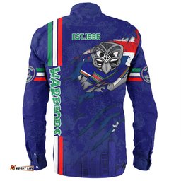 New Zealand Warriors Long Sleeve Button Shirt - Happy Australia Day Flag Scratch Style
