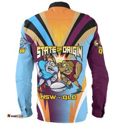 Queensland Maroons Long Sleeve Button Shirt Custom State Of Origin 2024 Passionate Fan Born To Win QLD vs NSW