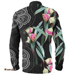Australia Aboriginal Long Sleeve Button Shirt - Seamless Pattern With Eucalyptus Flower Long Sleeve Button Shirt
