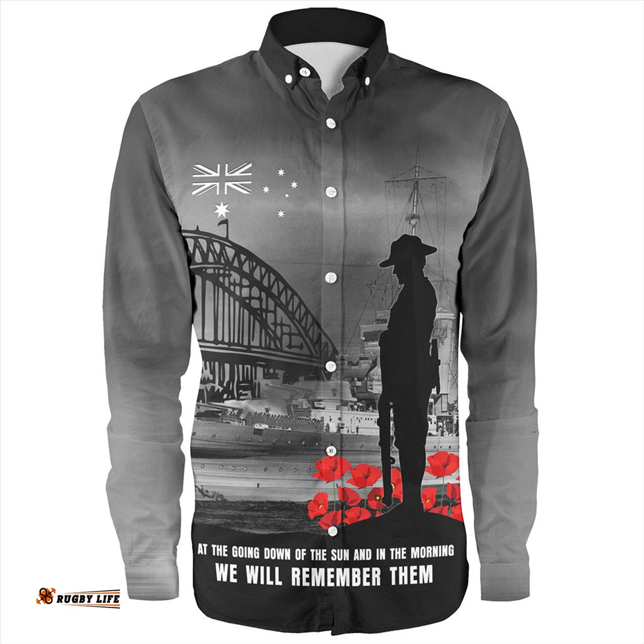 Australia Long Sleeve Button Shirt At The Going Down Of The Sun We Will Remember Them