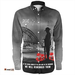 Australia Long Sleeve Button Shirt At The Going Down Of The Sun We Will Remember Them